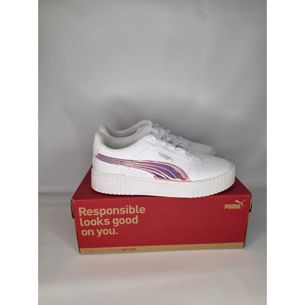 Puma Carina 2.0 Holo PS Sneakers Kids Size 3C White/Pink NWT